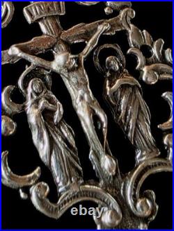 Fine Antique 19Th Century Silver Calvary Virgin Mary Jesus Pendant C 1875