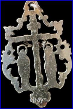 Fine Antique 19Th Century Silver Calvary Virgin Mary Jesus Pendant C 1875