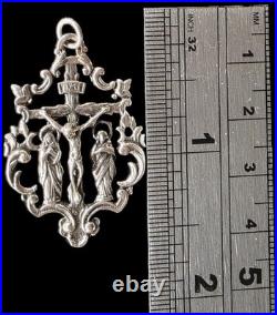 Fine Antique 19Th Century Silver Calvary Virgin Mary Jesus Pendant C 1875