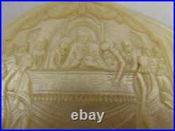 Fine Antique 19th Century Mother Of Pearl Religious Icon Last Supper