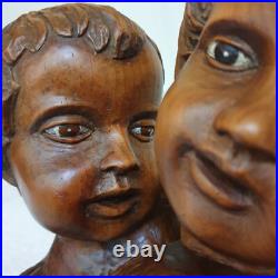Fine Antique Vintage Wooden Angel Putti Winged Cherub Religious Santos SET of 2