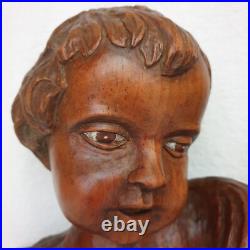 Fine Antique Vintage Wooden Angel Putti Winged Cherub Religious Santos SET of 2