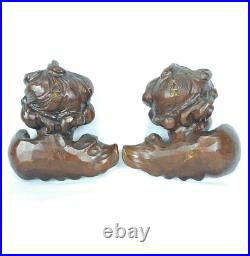 Fine Antique Vintage Wooden Angel Putti Winged Cherub Religious Santos SET of 2 Fine Antique Vintage Wooden Angel Putti Winged Cherub Religious Santos SET of 2