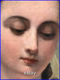 French 1830's Antique Oil Painting of St Cecilia, Patroness of Music
