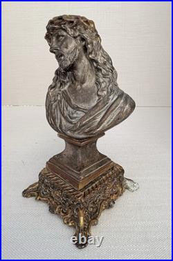 French Antique BUST OF JESUS CHRIST, RELIGIOUS, SPELTER BRONZE. ROMA French Antique BUST OF JESUS CHRIST, RELIGIOUS, SPELTER BRONZE. ROMA