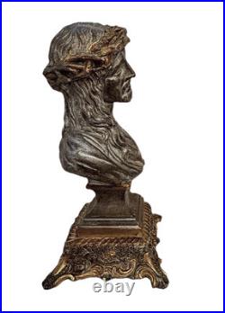 French Antique BUST OF JESUS CHRIST, RELIGIOUS, SPELTER BRONZE. ROMA French Antique BUST OF JESUS CHRIST, RELIGIOUS, SPELTER BRONZE. ROMA