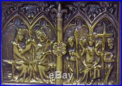 French Antique Bronze Religious Gothic Medieval Jewelry Trinket Casket Box