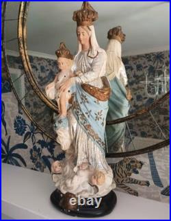 French Antique Our Lady of Victories Statue Religious Figure Jesus Mary