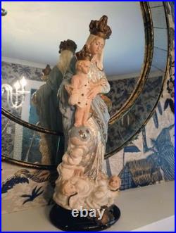 French Antique Our Lady of Victories Statue Religious Figure Jesus Mary