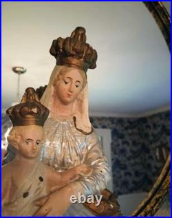 French Antique Our Lady of Victories Statue Religious Figure Jesus Mary