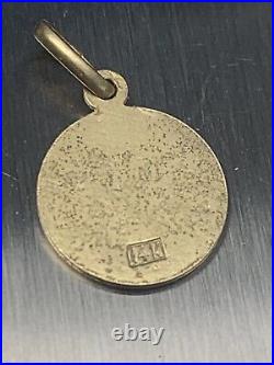 French Antique Pre 1920 Religious 14k Virgin Mary Cherubs Medal Pendant