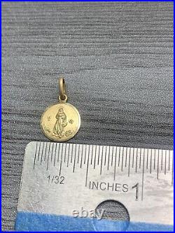 French Antique Pre 1920 Religious 14k Virgin Mary Cherubs Medal Pendant