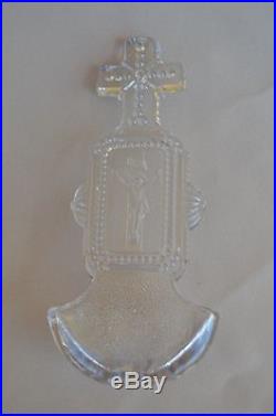 French Antique Religious Crystal Glass Holy Water Font 19th
