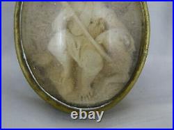 French Antique Religious Hand Carved Reliquary Meerschaum Jesus child &lamb 19th