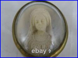 French Antique Religious Hand Carved Reliquary Meerschaum Mary 19th