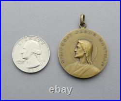 French, Antique Religious Large Pendant. Saint Martha & Jesus. Medal By Tricard