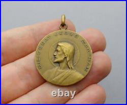 French, Antique Religious Large Pendant. Saint Martha & Jesus. Medal By Tricard