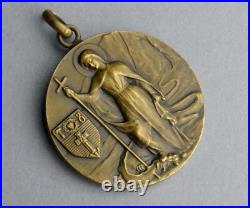 French, Antique Religious Large Pendant. Saint Martha & Jesus. Medal By Tricard