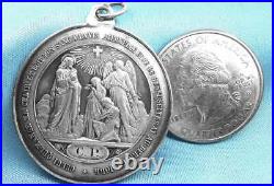 French Antique Religious Medal, Jesus, Sterling Silver