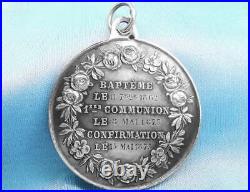 French Antique Religious Medal, Jesus, Sterling Silver