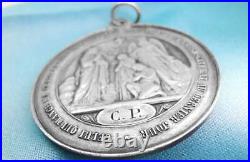 French Antique Religious Medal, Jesus, Sterling Silver