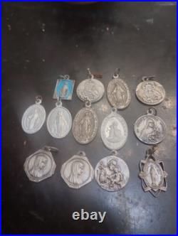 French, Antique Religious Pendant. Saint Virgin Mary, Lot Of 13 Different Ones