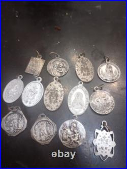French, Antique Religious Pendant. Saint Virgin Mary, Lot Of 13 Different Ones