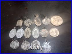 French, Antique Religious Pendant. Saint Virgin Mary, Lot Of 13 Different Ones