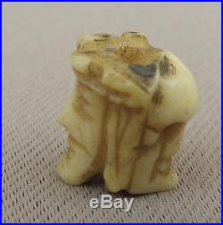 French Antique Religious Rosary Carved Memento Bead Mori Skull Jesus Face 18th. C