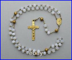French, Antique Religious Rosary. Moonstone. Saint Therese, Crucifix. Cross