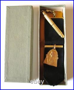 French Antique Watch Fob+Mechanical pencil, Virgin Mary medal, Catholic pendant