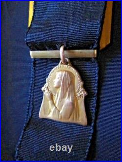 French Antique Watch Fob+Mechanical pencil, Virgin Mary medal, Catholic pendant