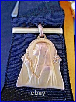 French Antique Watch Fob+Mechanical pencil, Virgin Mary medal, Catholic pendant