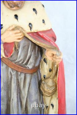 French XL antique saint statue religious 1900 Plaster polychrome