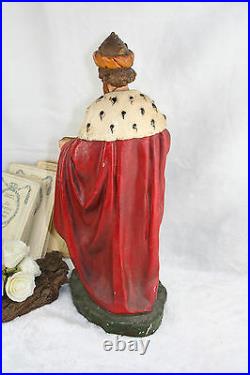 French XL antique saint statue religious 1900 Plaster polychrome