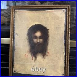 GABRIEL MAX Antique NY Litho St Veronica's Handkerchief House Of Art Jesus Eyes