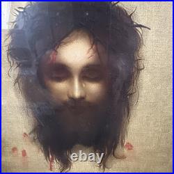 GABRIEL MAX Antique NY Litho St Veronica's Handkerchief House Of Art Jesus Eyes