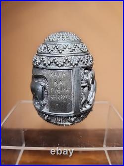 GREECE Antique GREEK 274 Grams 999 Silver Weighted Egg Religious OX Animals