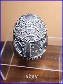GREECE Antique GREEK 274 Grams 999 Silver Weighted Egg Religious OX Animals