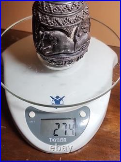 GREECE Antique GREEK 274 Grams 999 Silver Weighted Egg Religious OX Animals