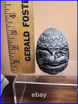 GREECE Antique GREEK 274 Grams 999 Silver Weighted Egg Religious OX Animals