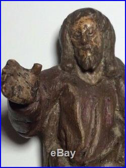 Genuine ANTIQUE Poly-chrome European Painted Religious figure CHRIST