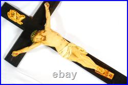 Giant Vintage Religious Crucifix Nun's Convent Wall Hanging Christus Cross 29