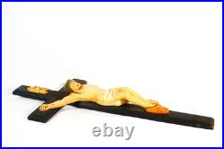 Giant Vintage Religious Crucifix Nun's Convent Wall Hanging Christus Cross 29
