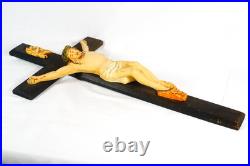 Giant Vintage Religious Crucifix Nun's Convent Wall Hanging Christus Cross 29