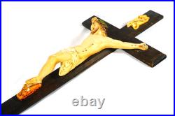 Giant Vintage Religious Crucifix Nun's Convent Wall Hanging Christus Cross 29