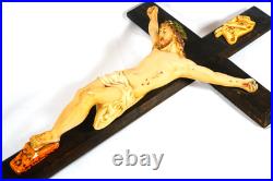 Giant Vintage Religious Crucifix Nun's Convent Wall Hanging Christus Cross 29