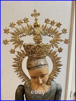 Gold Tone Hand Made Crown Halo For Antique Santos Or For Madonna Virgin Statue