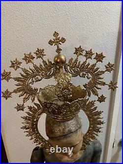 Gold Tone Hand Made Crown Halo For Antique Santos Or For Madonna Virgin Statue