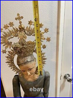 Gold Tone Hand Made Crown Halo For Antique Santos Or For Madonna Virgin Statue